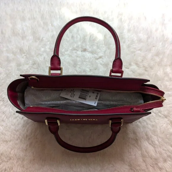 NWT Michael Kors Selma Saffiano Leather Medium Satchel (color: cherry)